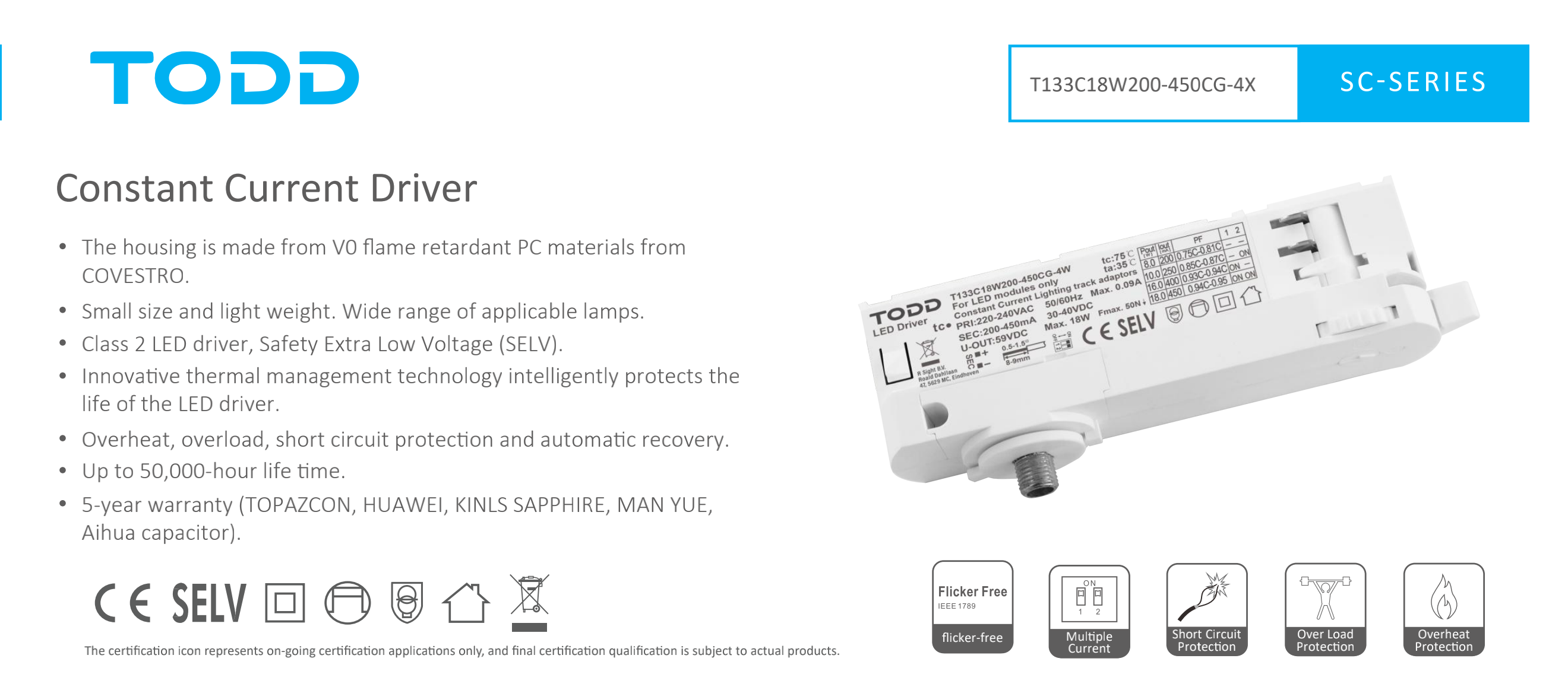 led driver T133C18W200-450CG-4X