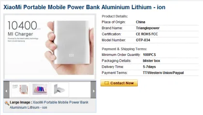 XiaoMi Portable Mobile Power Bank Aluminium Lithium - ion