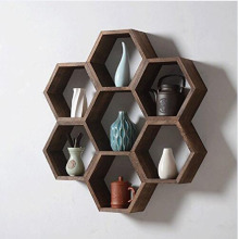 Solid Wood Decorative Wall Rack Hanging Display Shelf