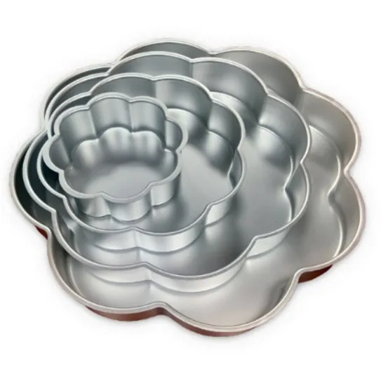 4 Tier Aluminium Alloy Cake Pans Baking Tins Multi Layer Birthday Wedding Bakeware Set Plum Blossom Shape