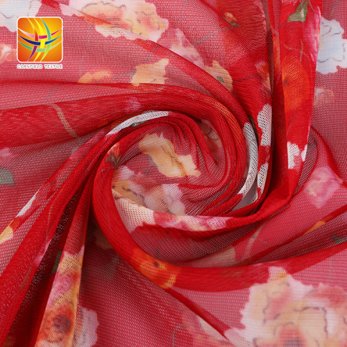 100% Polyester merah kain tulle mesh yang indah