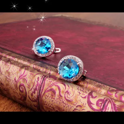 Elegan Topaz Stone Crystal Earrings Fashion Jewelry