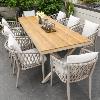 HJ HOME Outdoor Garden Furniture Set: Durable Waterproof Aluminium Dining Table and Chairs