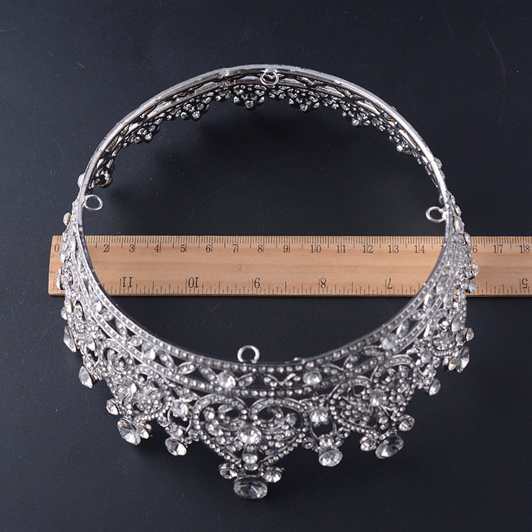 Silver Plated Rhinestone Round Pageant Crown Party