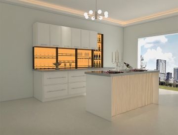 Sleek & Sophisticated Kitchen Cabinet With Slide Drawer