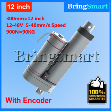 Bringsmart Hot L-TGA-Y 300mm 12 Inch electric linear actuator with Encoder 900N 90KG load 12-48V Tubular Motor Stroke