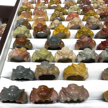 Wholesale High Quality Natural Crystal Stone Agate Fox Ring for Making Gifts