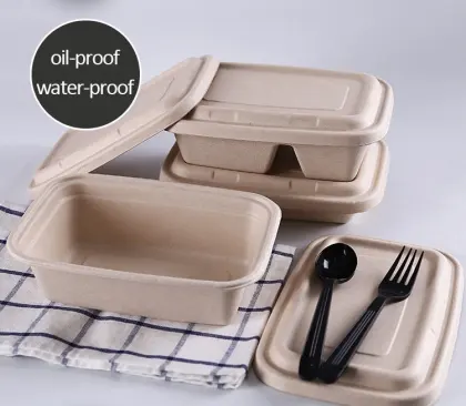 Disposable Biodegradable Fast Food Pulp Lunch Burger Box