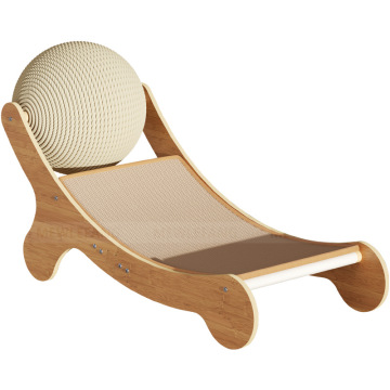 Wholesale Sustainable Hemp Rope Climbing Frame with Wooden Cat Scratching Column and Ball Toy