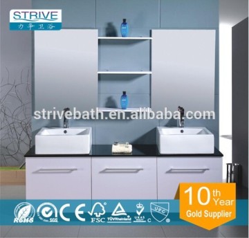 Double sink MDF bathroom cabinet with high glossy painting