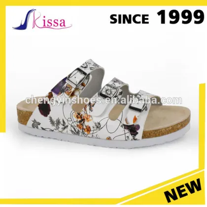 Hot Selling Comfortable Classical Soft Cork Durable Buckle Slippers Women with Beautiful Picture
