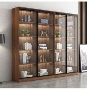 Modern Design Custom Bookcase with LED Light and Glass for Living Room