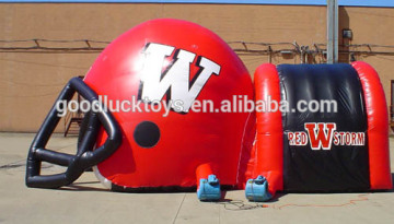 Red and black color Giant advertising inflatable football helmet tunnel,inflatable tunnels