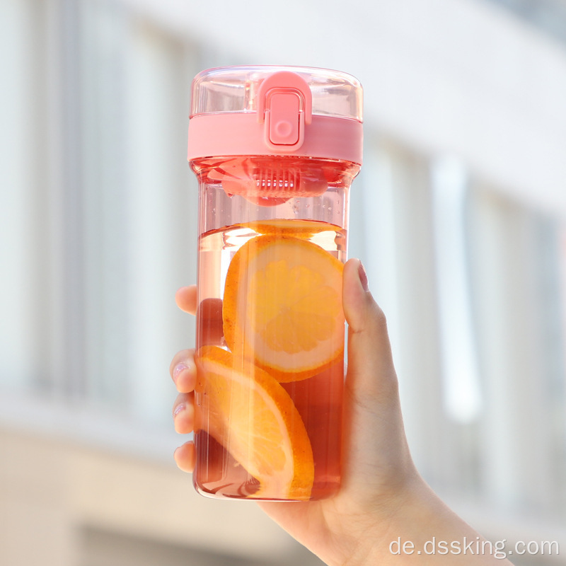 BPA kostenlos tragbare Plastikwasserflasche Werbegeschenk Plastikwasserflasche mit abnehmbarem Stroh