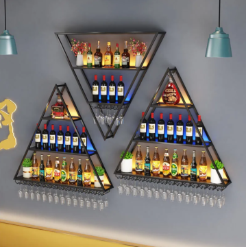 Iron Wall Hanging Bottle Shelf for Modern Home Wine Bar Decor