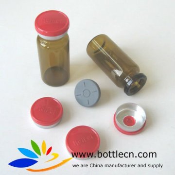 10cc vial + flip top caps + rubber stopper in blue
