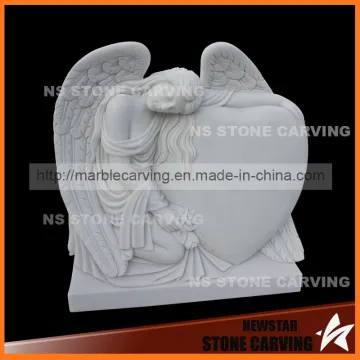 Beautiful Angel with Heart Tombstone for Monument