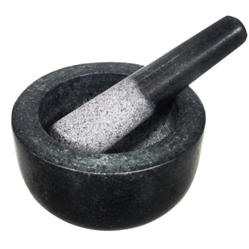 Natural Black Granite Stone Mortar and Pestle - 14x8.2cm (5.5\"x3.2\") - Durable and Cheap - Ideal for Household Use