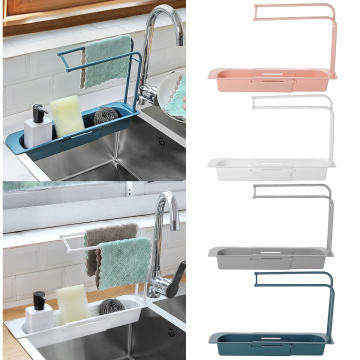 Telescopic Sink Kitchen Drainer Rack Storage Basket Bag Faucet Holder Adjustable Bathroom Holder Sink Kitchen Accessorie
