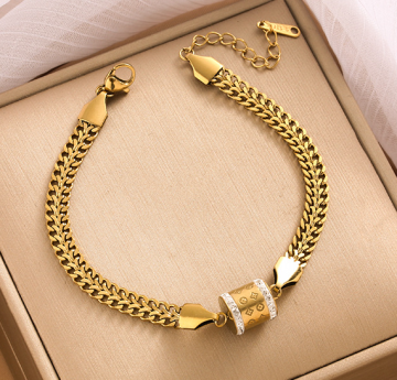 Pulsera de cadena de cintura delgada de fibra de acero de titanio