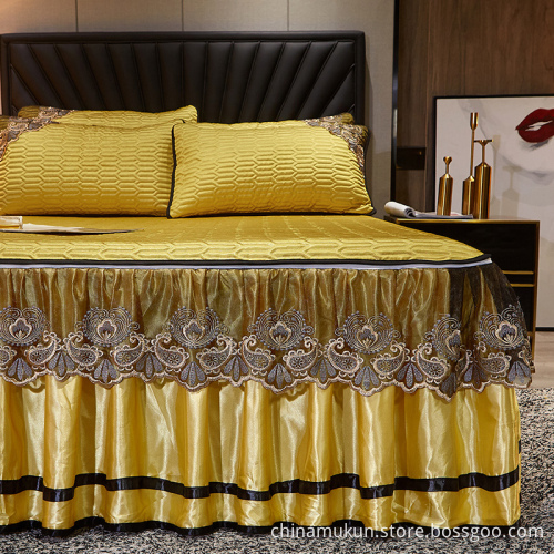 Bed Skirts 100% ice Silk Pattern bed skirts