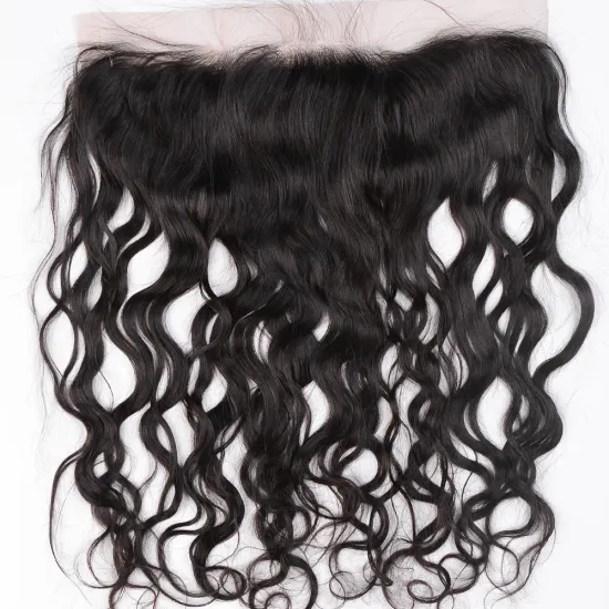Brazilian Virgin Human Hair 100% Unprocessed Black Water Wave 13*4 Lace Frontal With Baby Hair 8"-20"