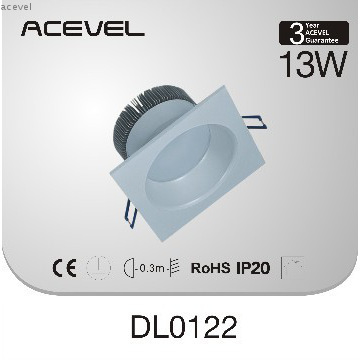High CRI and high Lumen LED down light, square frame, 13w