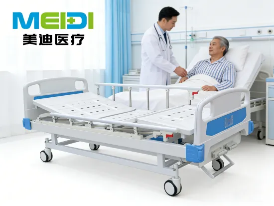Medical Manual 2-Crank Hospital Bed, Mute Anti-Collision Castors, Adjustable Back & Leg