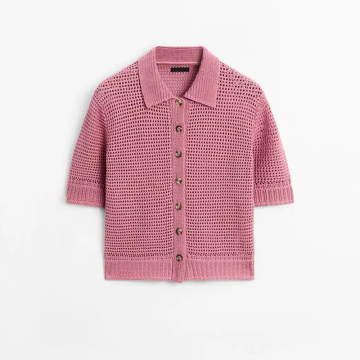 Polo in maglia a maniche corte a maniche corte vuote casual da donna
