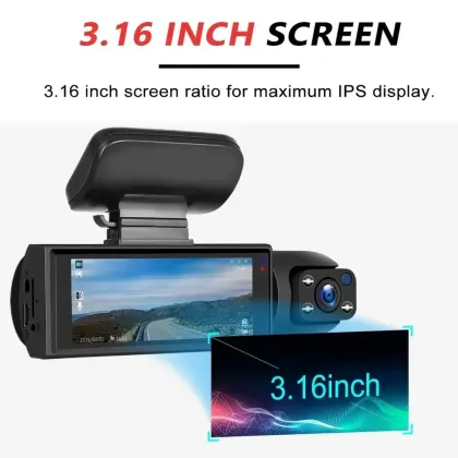 Dual Lens 3.16 Inch IPS 1080P Driving Recorder Dash Cam