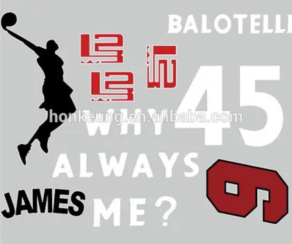 China cheap custom iron on sport numbers on sport wear, heat transfer printing on sport numbers