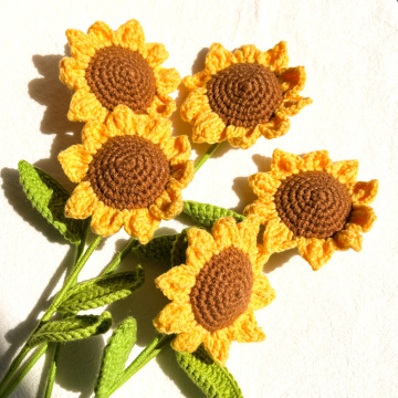 Wholesale Bulk Single Sunflower Crochet Bouquet for Home Decor