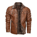 Custom Men's Turn Down Collar Leather Jacket Wholesale