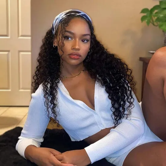 Wholesale Headband Brazilian Hair Half Curly Wig 150 Density Natural Black Deep Wave Machine Made Headband Wig For Black Women