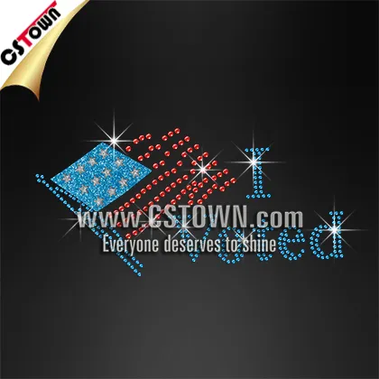 Iron on design I VOTED rhinestone and glitter