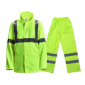 ANSI Hi Vis Reflective Tape Raincoat With Pocket