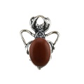 Red Jasper 13X18mm Cabs Antique Silver Alloy Spider Pendant Keychain