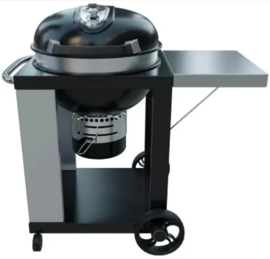 New Design Hamburger Trolley Barbecue Grill Kettle Charcoal BBQ Grill with Side Table for Camping