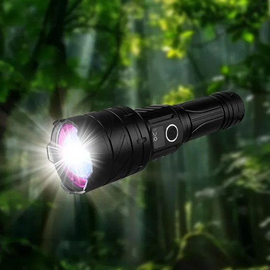 Tri-Color White Laser Long-Range Rechargeable Tactical Flashlight with 100,000 Lumens and Waterproof LED Torches