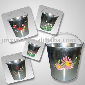 galvanized round garden bucket