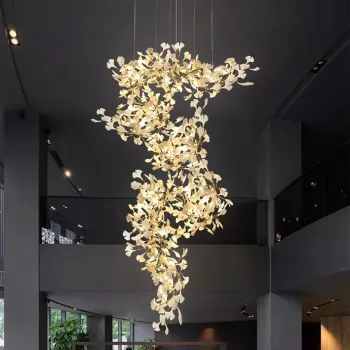 Luxury Ginkgo Leaf Pendant Light for Hotel Villa and Home