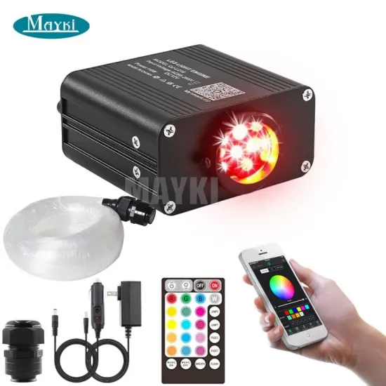 16W LED Fiber Optic Light Twinkle Star Ceiling Kit with APP Control and 600pc Fiber Light Car Starlight Headliner