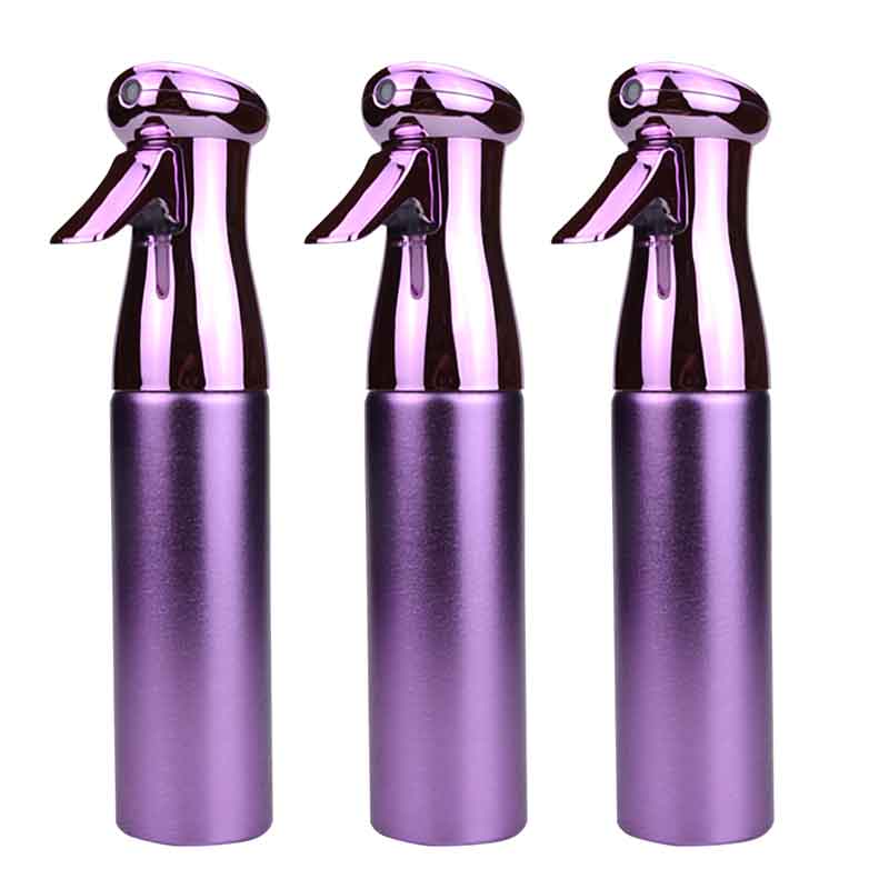 Garraneiro de água de água de água para cabelo contínuo de alta qualidade Garraneiro de plástico roxo Alumínio 250ml