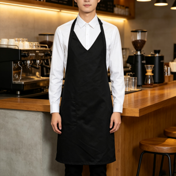 Solid Black V‑Neck Adjustable Apron