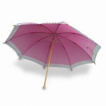 Lady Umbrella, Made of Pongee Fabric with Reticulation Edge, Measures 19-inch x 8K