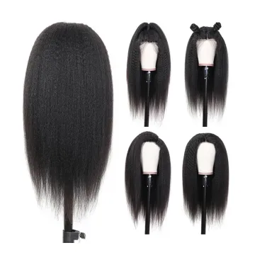 Italian Yaki Straight Virgin Lace Front Wig Human Hair Top Quality 8A 9A 10A Cuticle Aligned Peruvian Human Hair Front Lace Wig