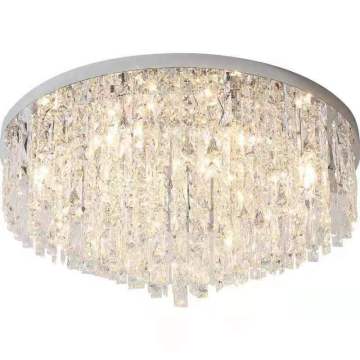 Modern Chrome Gold Crystal Ceiling Lamp for Luxury Living Room