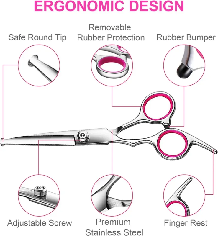 Professional Safety Round 5-in-1 Dog Grooming Scissors Kit