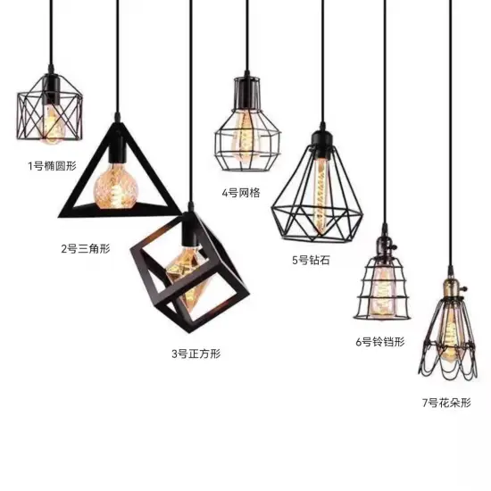 Retro Metal Wire Iron Lampshade Chandelier for Bedroom Decoration