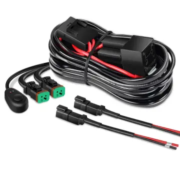 16AWG DT Connector Kit: LED Light Bar Wiring Harness with On/Off Switch, Power Relay, and Blade Fuse for Off Road Lighting